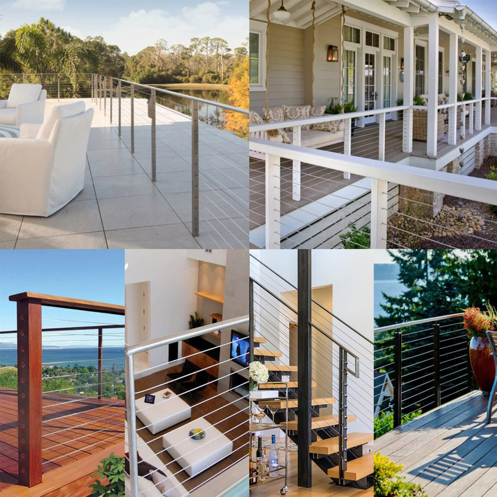 1000ft 1/8 T316 Stainless Steel Deck Railing Cable 7x7 Wire Rope Balustrade Kit with Cutter DIY Stair Porch