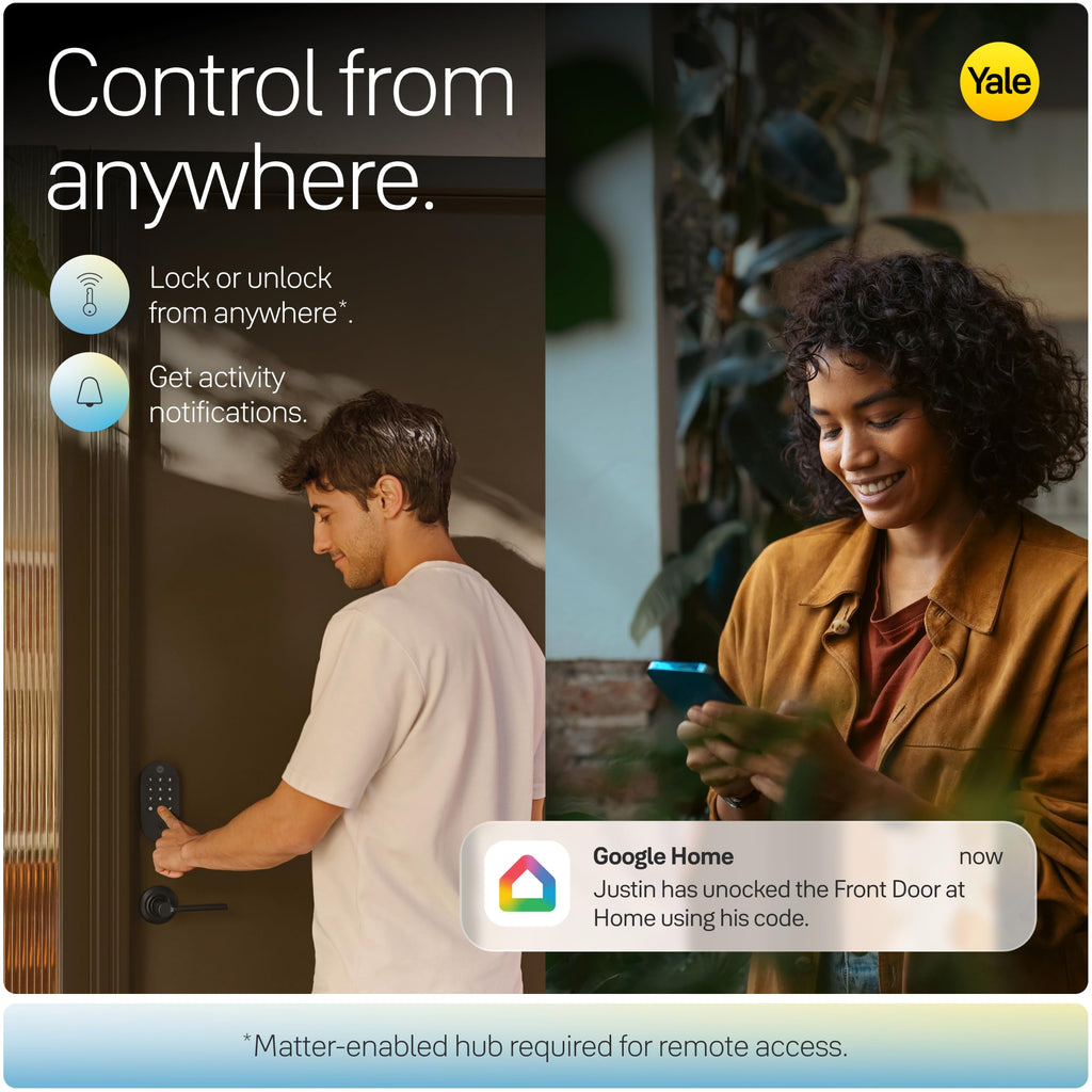 Smart Lock Deadbolt Compatible with Google Matter Keyless Entry App Control Smart Home Matte Black