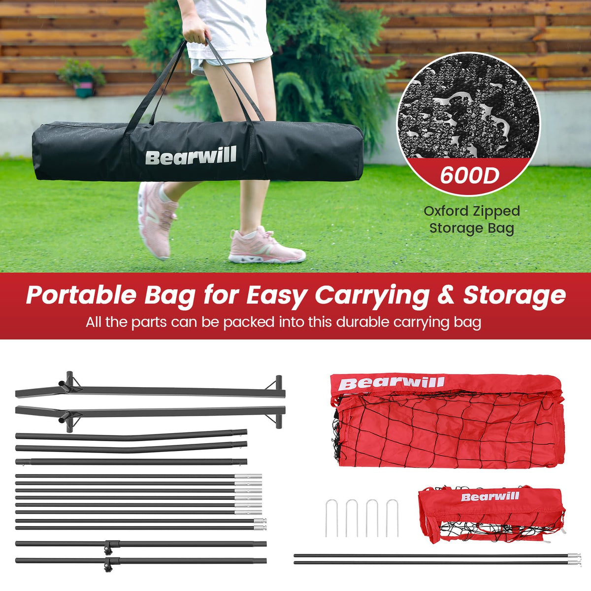 Volleyball Training Net Equipment 11x8FT Portable Volleyball Practice Net for Skills Training