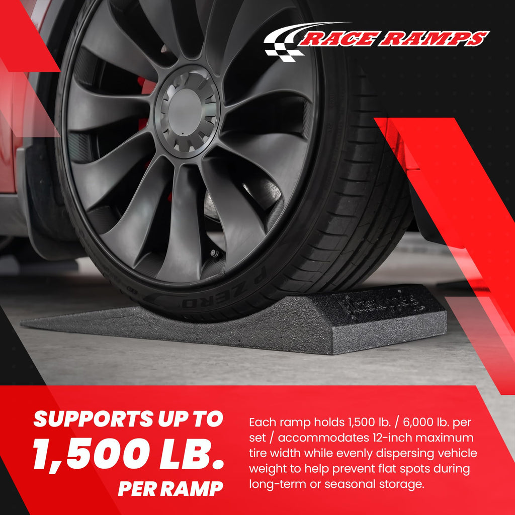 FlatStoppers Foam Tire Saver Storage Ramps 14 In Wide Set of 4 for Long Term Vehicle Storage