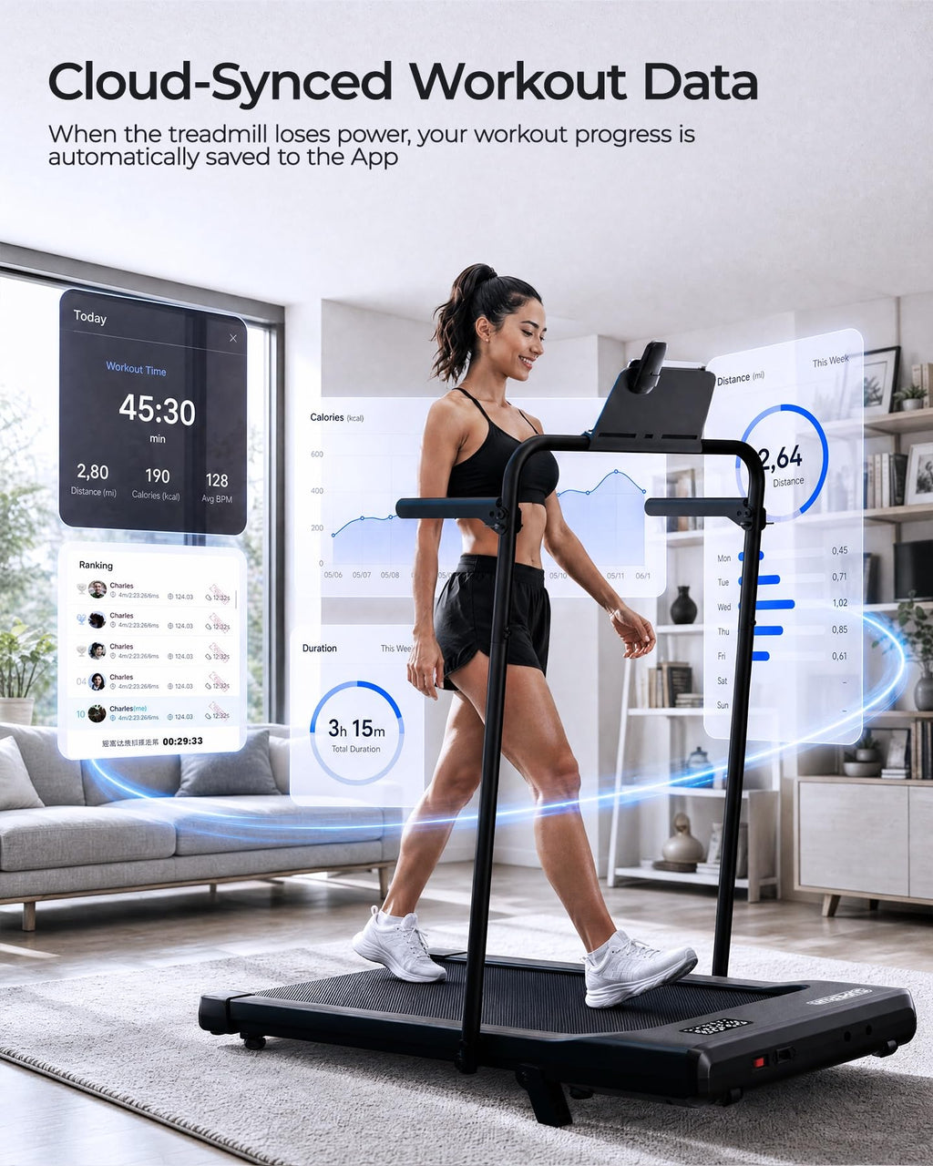 Under Desk Walking Pad with 6 Percent Incline 3 in 1 Portable Treadmill for Home Office Quiet Motor