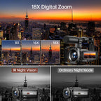 8K Video Camera 88MP WiFi Vlogging for YouTube 18X Zoom IR Night Vision 3.0 Touch Screen Mic Stabilizer Remote