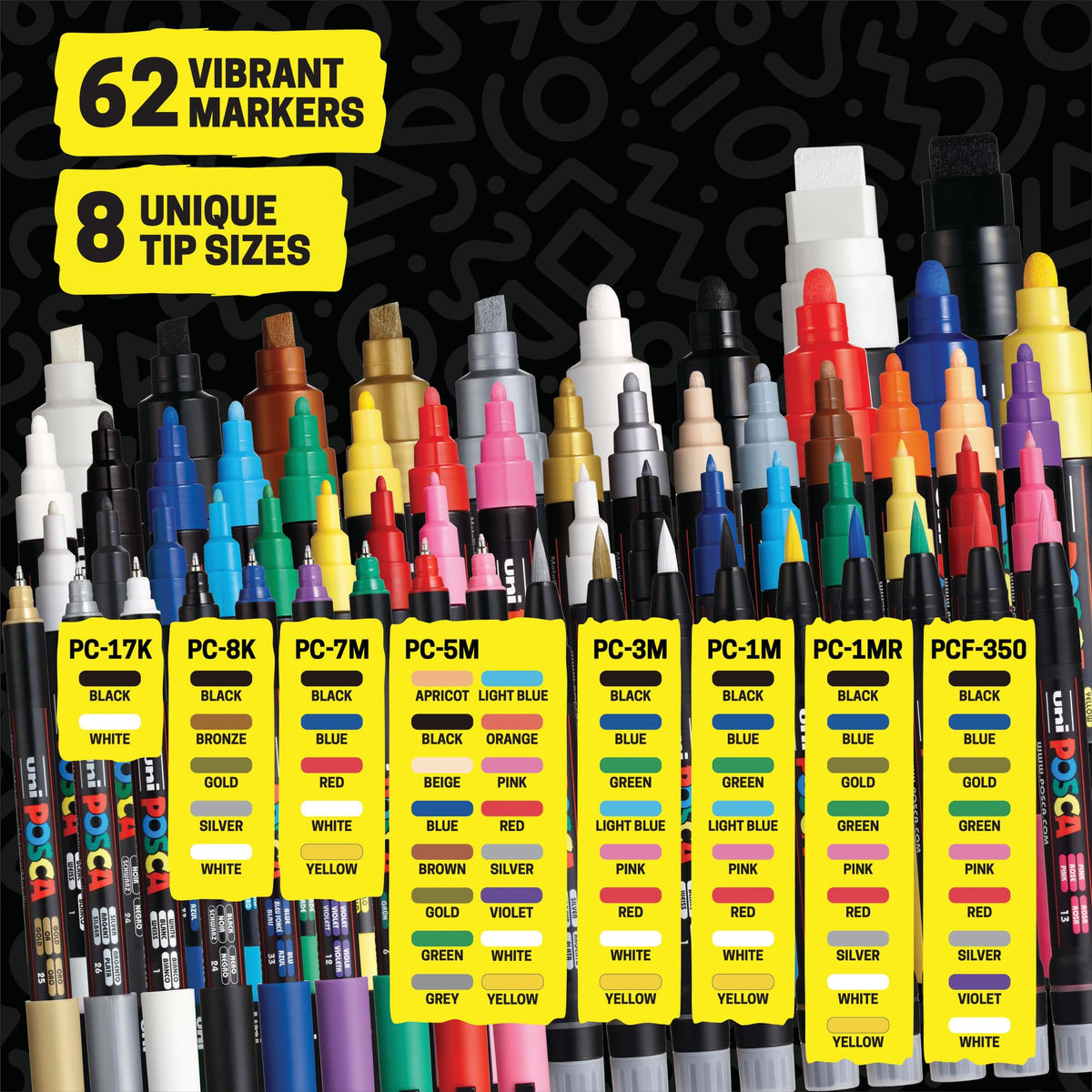 Acrylic Paint Markers 62 Set with Case for Kids and Adults Coloring Includes 350 1MR 1M 3M 5M 7M 8K 17K