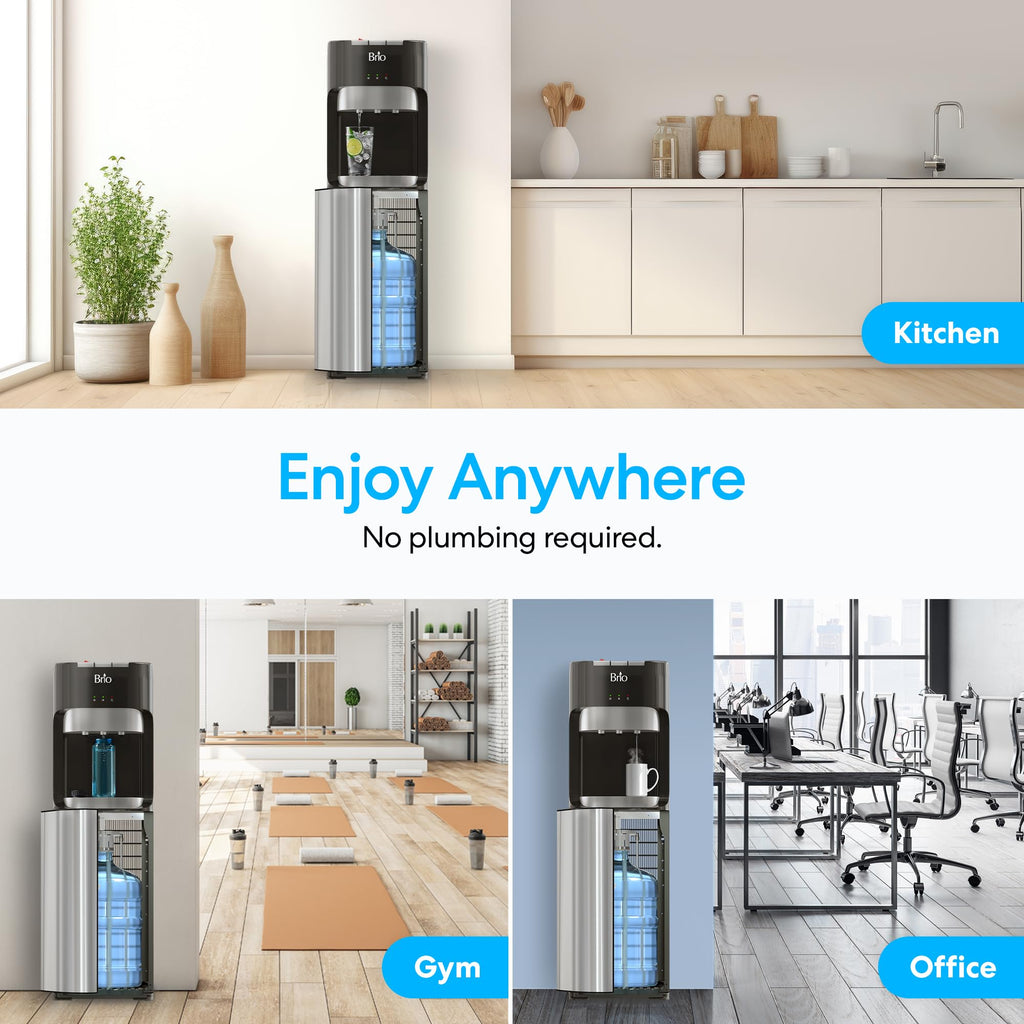 Bottom Loading Water Cooler Dispenser for 5 Gallon Bottles Stainless Steel Freestanding Home Office