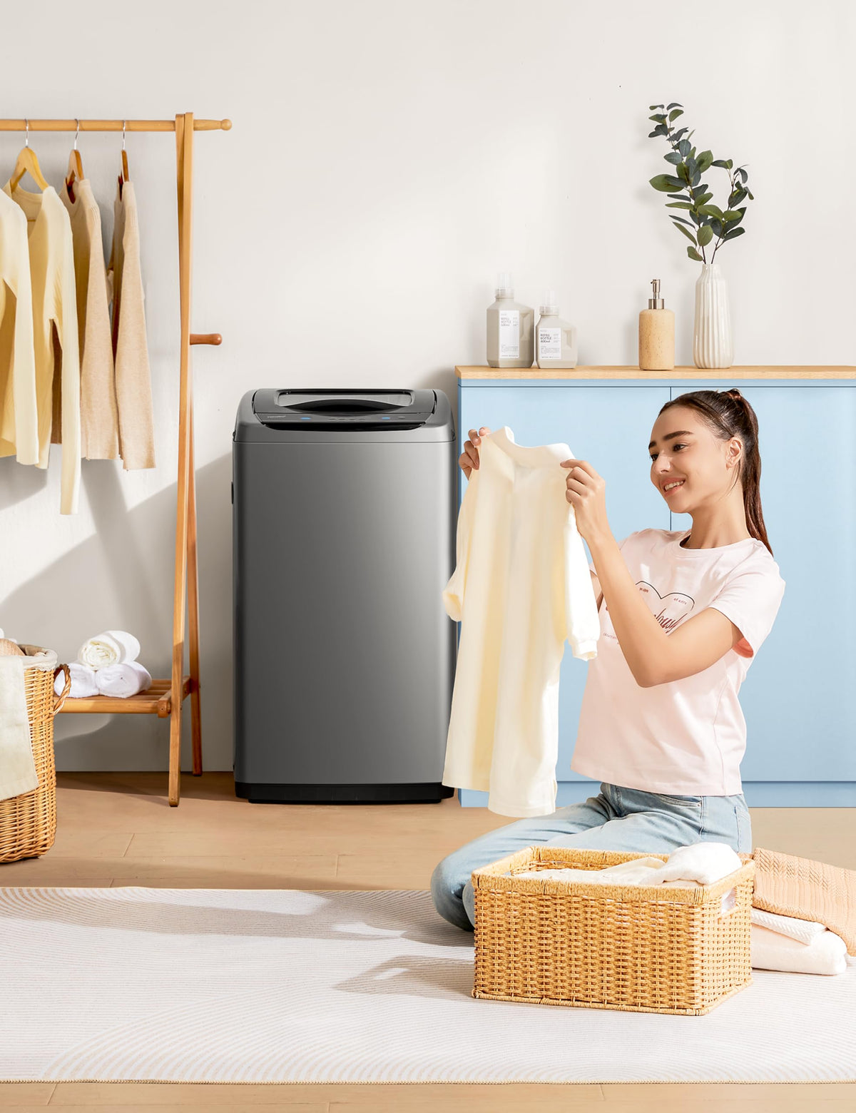 Portable Washing Machine 0.9 cu ft Compact Washer with LED Display for Apartments Dorms and RVs