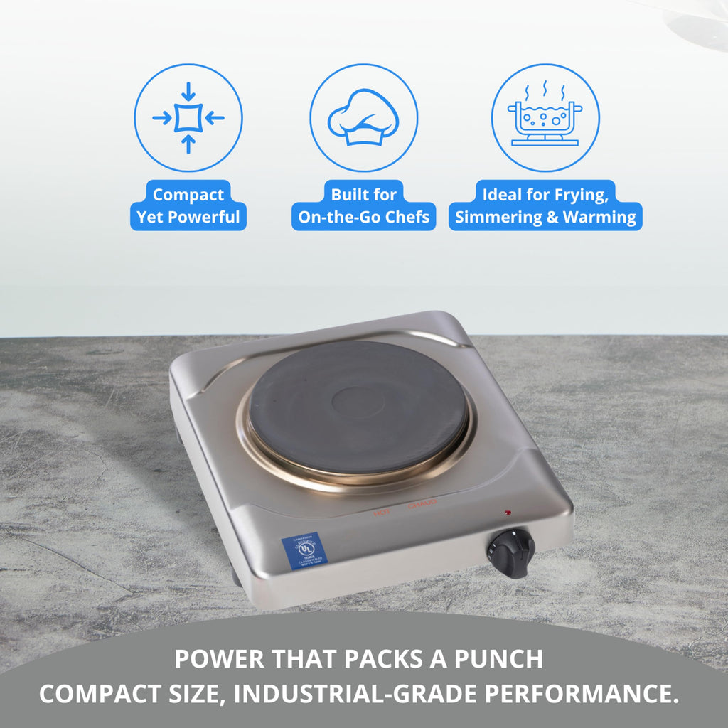 KR-S2 Portable Electric Hot Plate 1500W Cast Iron Single Burner Compact Countertop Electric Cooker