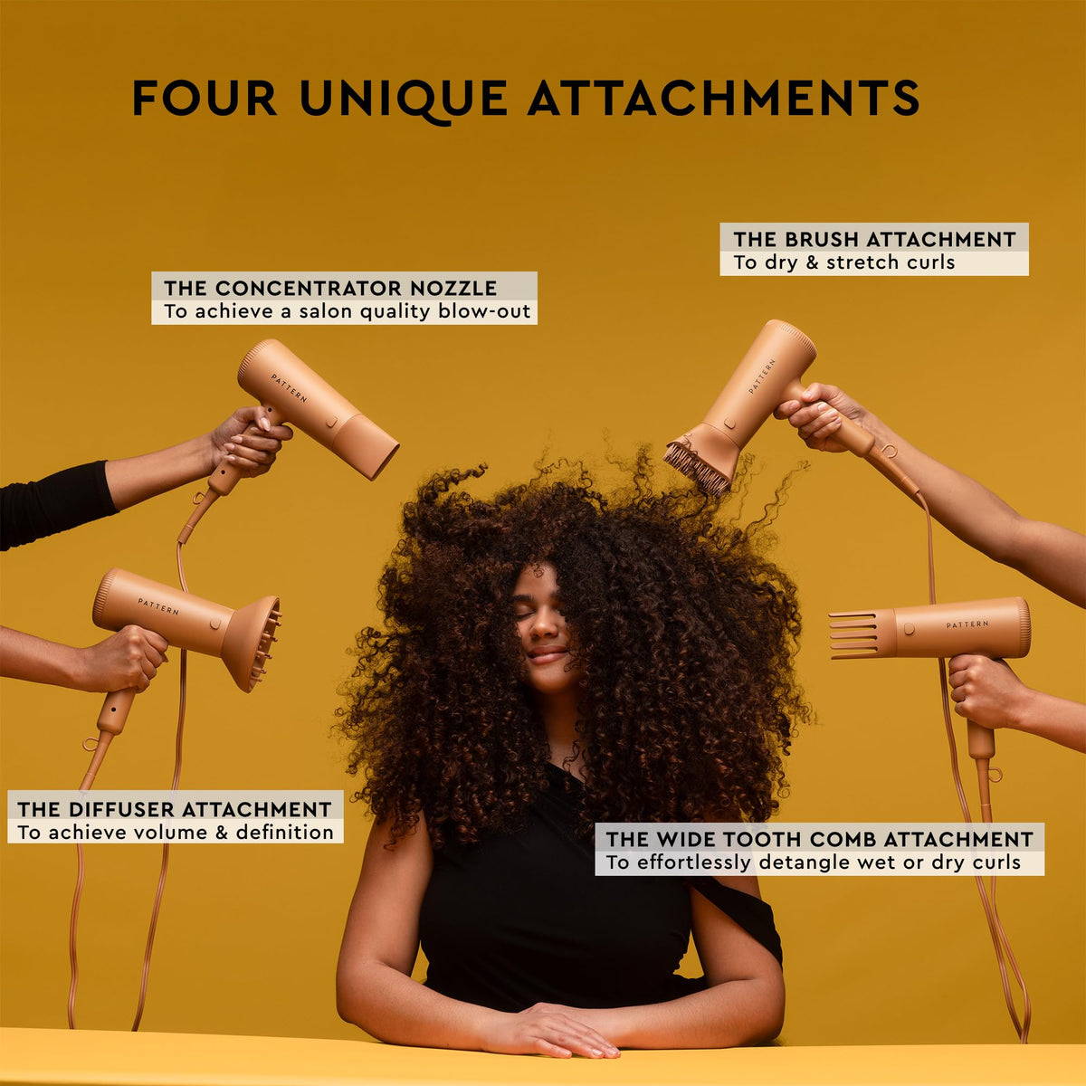 Powerful Salon Quality Blow Dryer with Four Attachments for Curly Coily and Tight Texture Hair