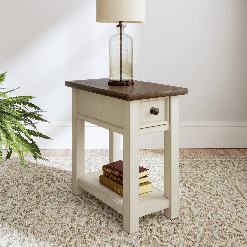 Bolanburg Narrow End Table with Built In Charging Station USB Ports Living Room Bedroom Furniture