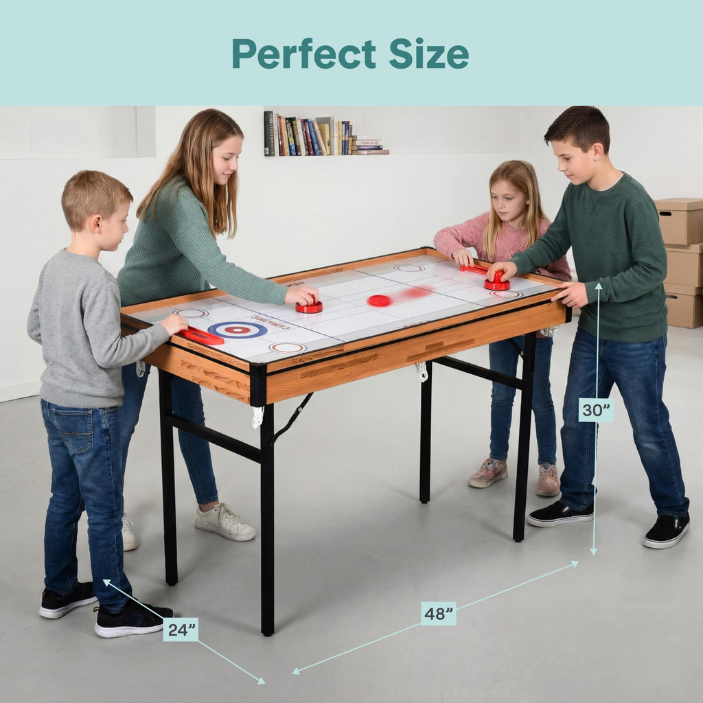 4 in 1 Multi Game Table 4x2 Folding Portable Ping Pong Air Hockey Pool Billiards Shuffleboard with Accessories