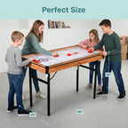 4 in 1 Multi Game Table 4x2 Folding Portable Ping Pong Air Hockey Pool Billiards Shuffleboard with Accessories