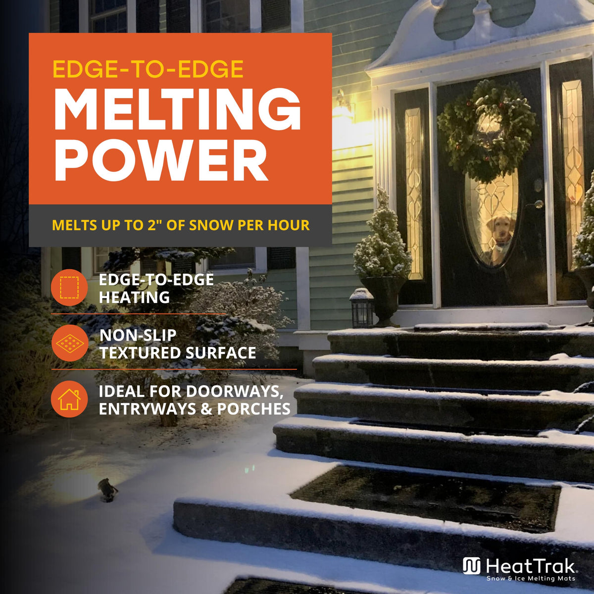 Heated Snow Melting Mat for Entrances Outdoor No Slip Heating Entrance Mat with GFCI Power Cord 30 x 48