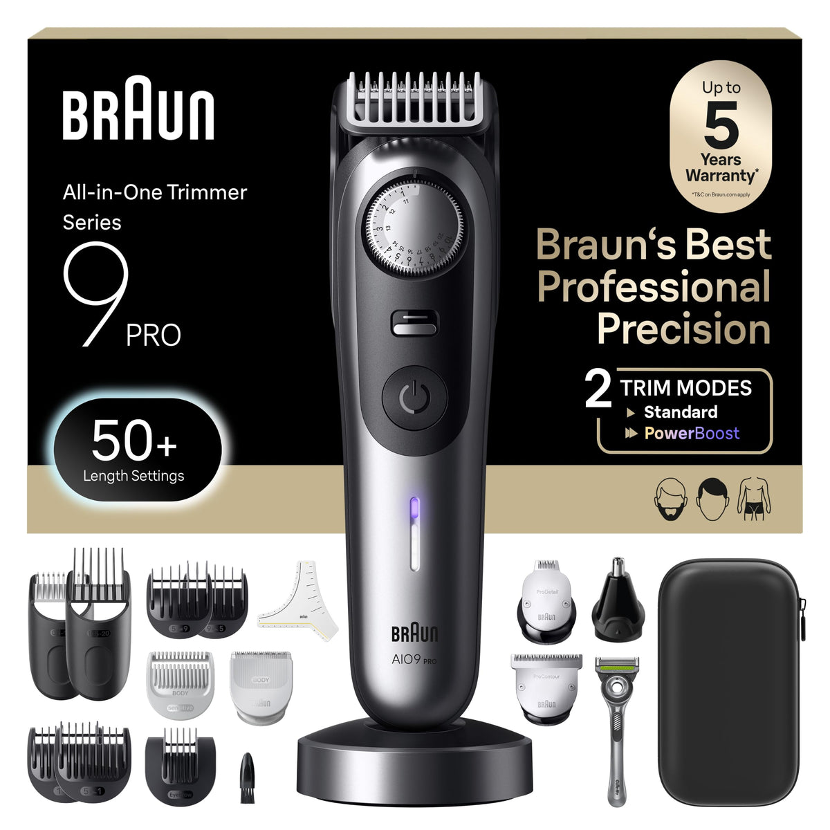 All in One Series 9 PRO Electric Beard Trimmer Hair Clipper Shaver Razor Face Hair Body AIO 9570 Cordless