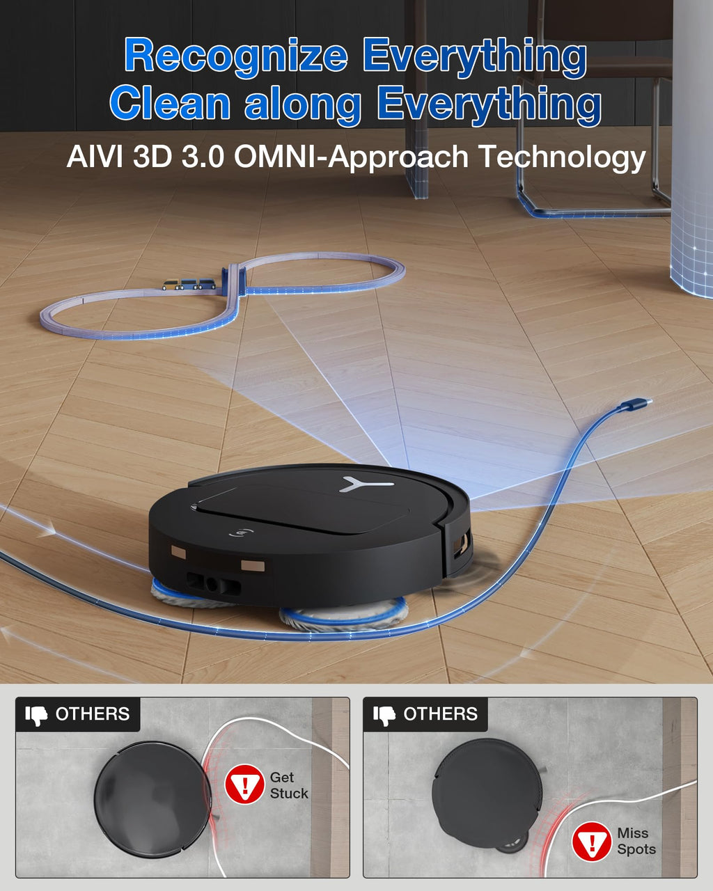 T50 PRO Omni Robot Vacuum and Mop 3.19in 15000Pa ZeroTangle 2.0 TruEdge AIVI 3D Auto Wash Dry Self Empty