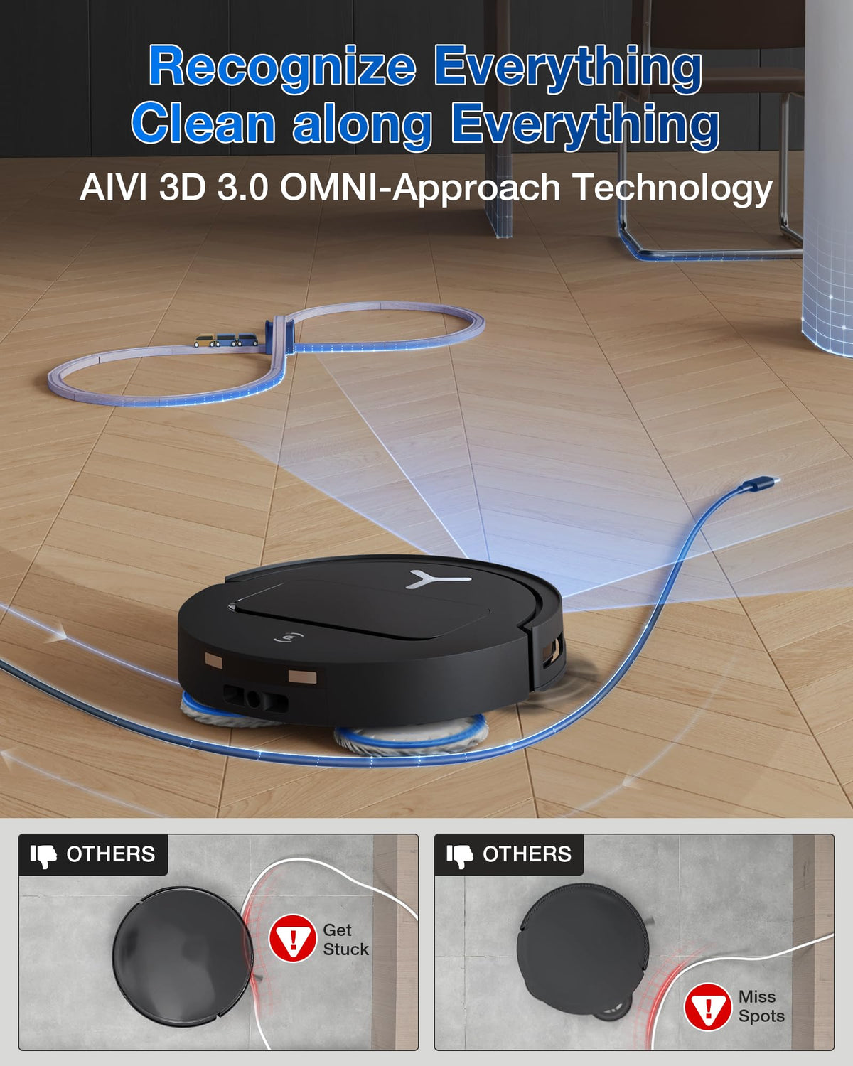 T50 PRO Omni Robot Vacuum and Mop 3.19in 15000Pa ZeroTangle 2.0 TruEdge AIVI 3D Auto Wash Dry Self Empty