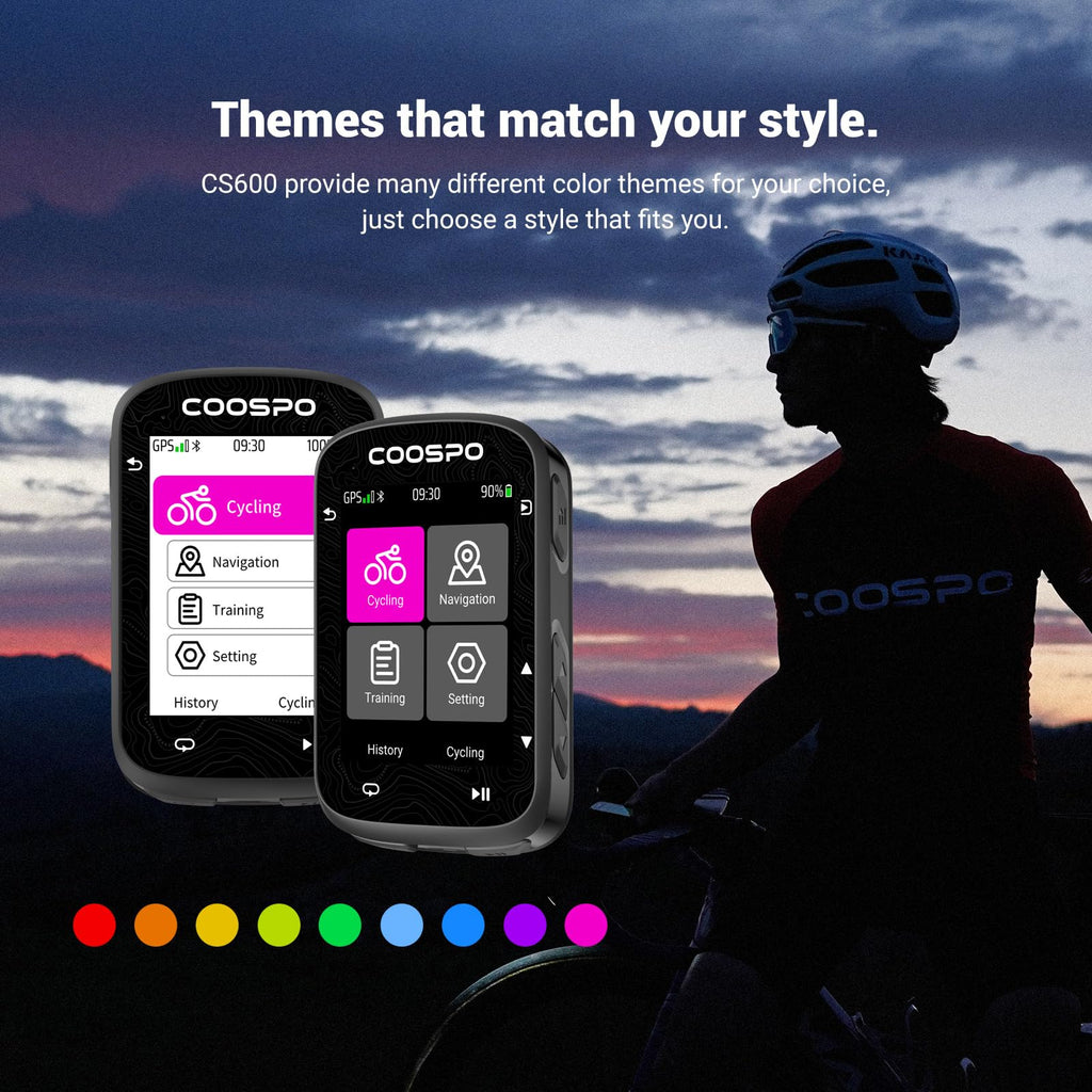 Touchscreen GPS Bike Computer CS600 Wireless IPX7 Waterproof Speedometer Bluetooth ANT Navigation 36H Battery
