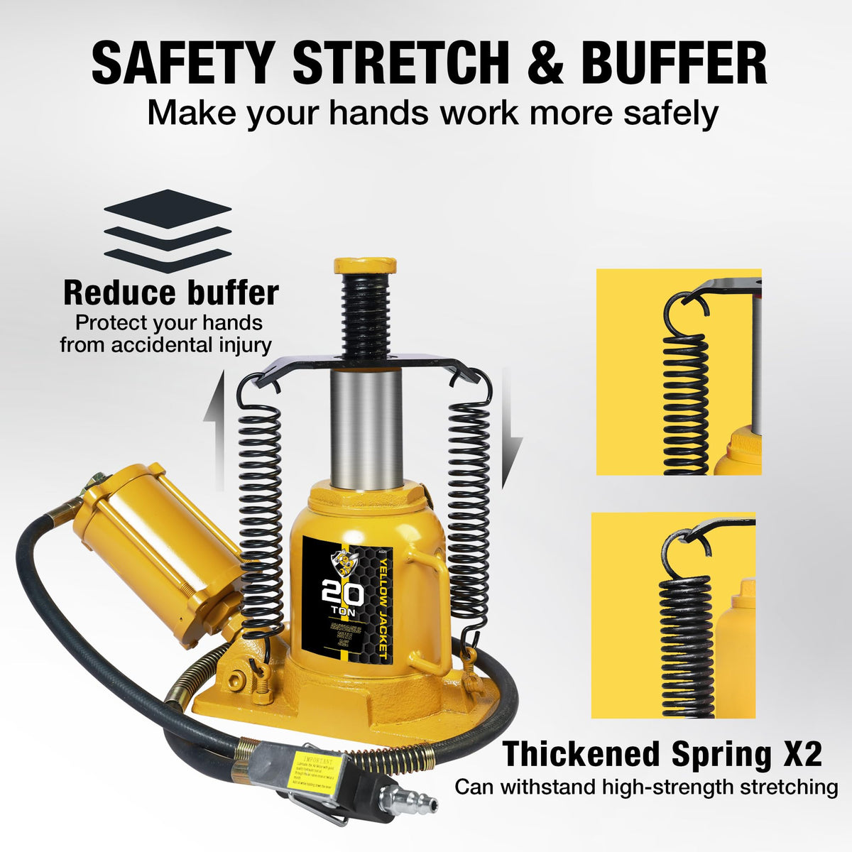 Low Profile 20 Ton Air Bottle Jack with Aluminum Alloy Pump and Slow Release