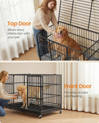 Heavy duty foldable dog crate with 5 minute quick setup double doors portable travel home indoor