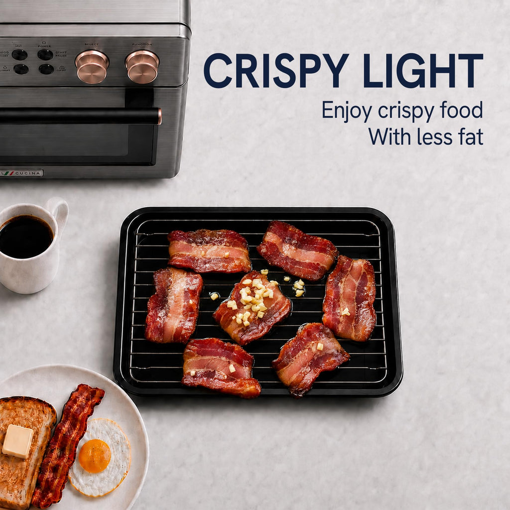 Infrared 26.3 QT Air Fryer Toaster Oven 10 in 1 Combo Convection 6 Slice Toast Enamel Pan Easy Clean Renewed