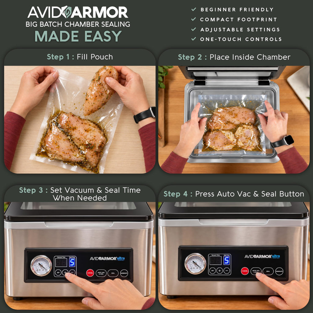 USV20 Chamber Vacuum Sealer Machine High Volume 11.5 Inch Commercial Vacuum Sealer for Food Packaging