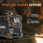 200A 6 in 1 Plasma Cutter Welder Gas MIG Gasless MIG HF TIG Stick Cut Spot Aluminum 110 220V Dual Voltage