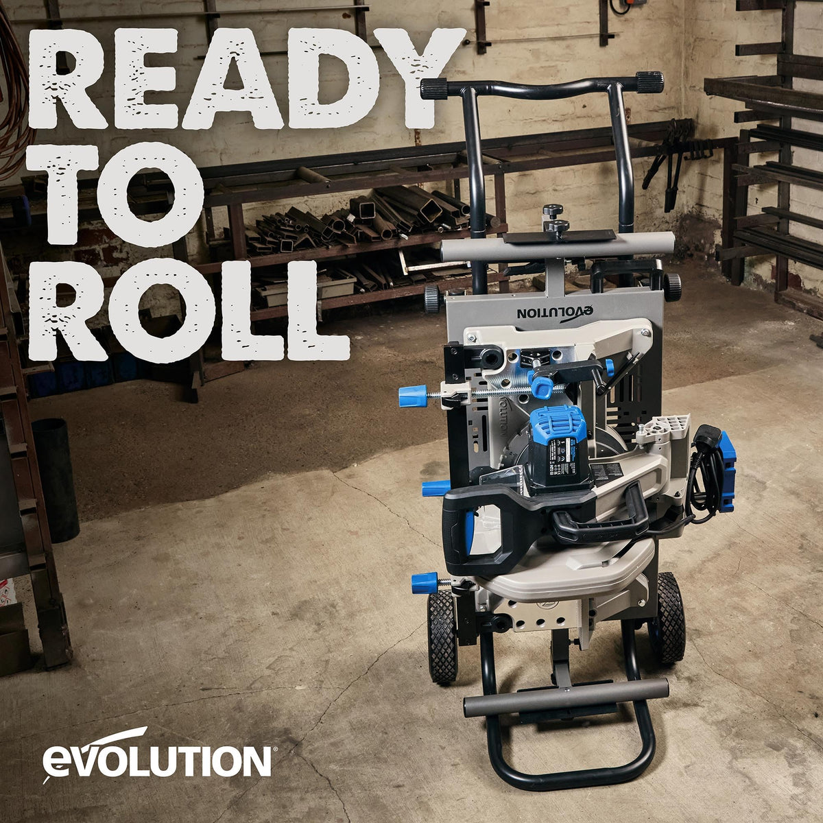 MCSSTAND Mitering Chop Saw Stand Power Lift Heavy Duty Steel Frame All Terrain Wheels Gas Strut for S14MCS