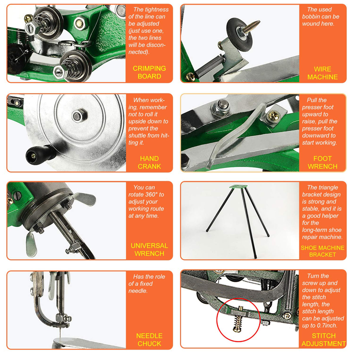 Version 10 Shoe Repair Hand Sewing Machine with Nylon Line Manual Mending for Shoes Bags Clothes Quilts Coats