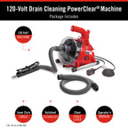 55808 PowerClear 120 Volt Drain Cleaner Kit Autofeed Inner Core Cable Guide Hose for Tubs Showers Sinks
