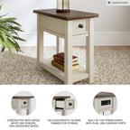 Bolanburg Narrow End Table with Built In Charging Station USB Ports Living Room Bedroom Furniture