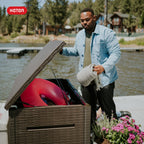 Java 230 Gal Outdoor Storage Box Waterproof Resin Deck Container for Patio Pool Accessories and Garden Tools