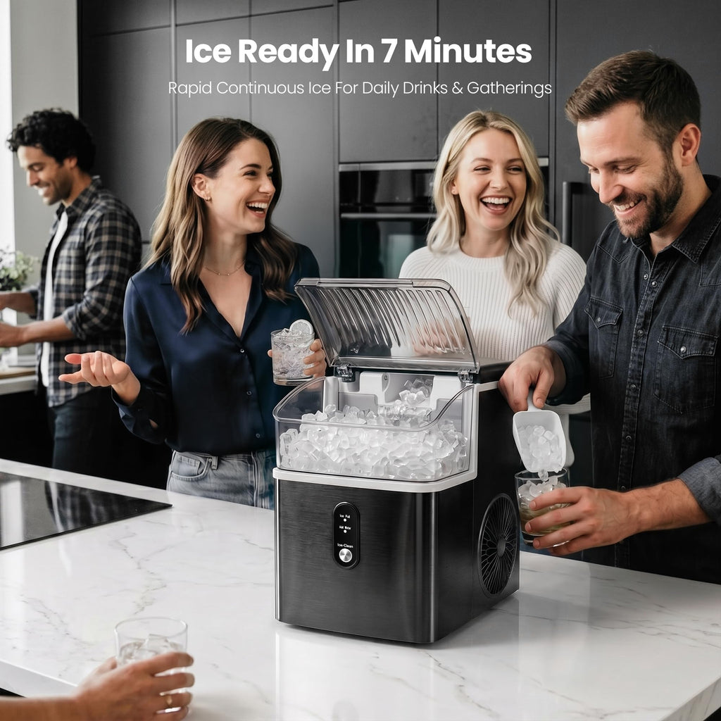 Nugget Ice Maker Countertop 35lbs per Day Portable Pebble Ice Machine for Home Kitchen Office Bar