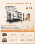 Heavy duty foldable dog crate with 5 minute quick setup double doors portable travel home indoor