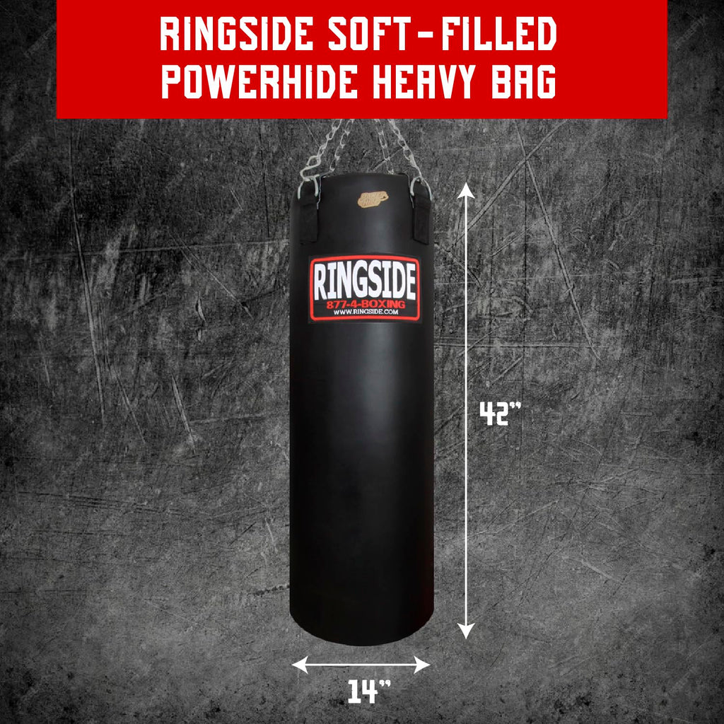 100 lb Powerhide Heavy Bag for Boxing MMA Muay Thai Durable Training Punching Bag 42x14 Home Gym