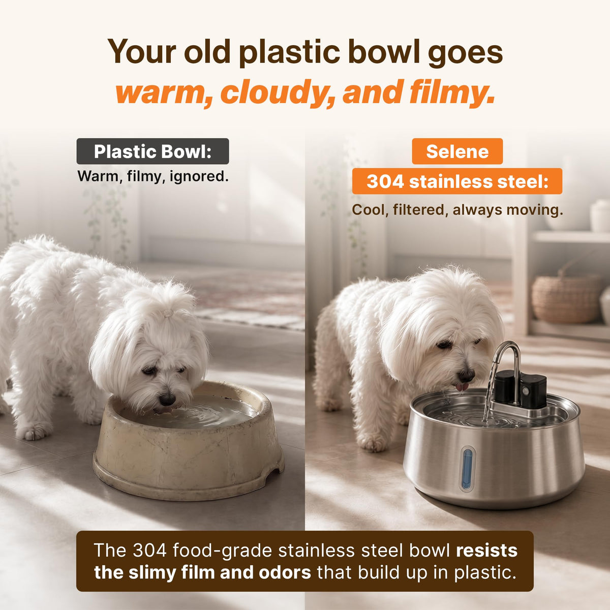 Wireless doggy fountain 7L 1.85 Gal cordless stainless steel pet fountain 4 layer filtration 30 day battery