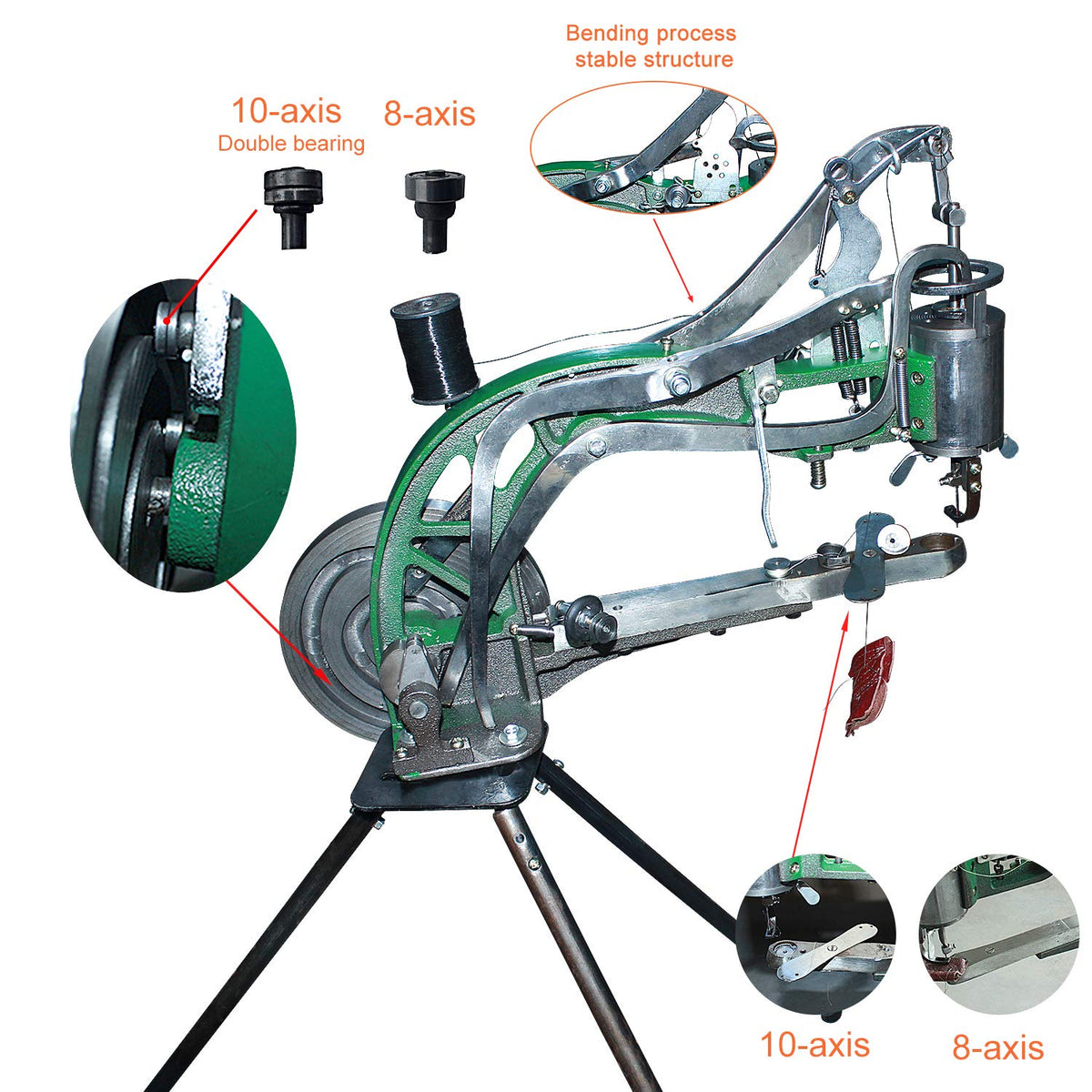 Version 10 Shoe Repair Hand Sewing Machine with Nylon Line Manual Mending for Shoes Bags Clothes Quilts Coats