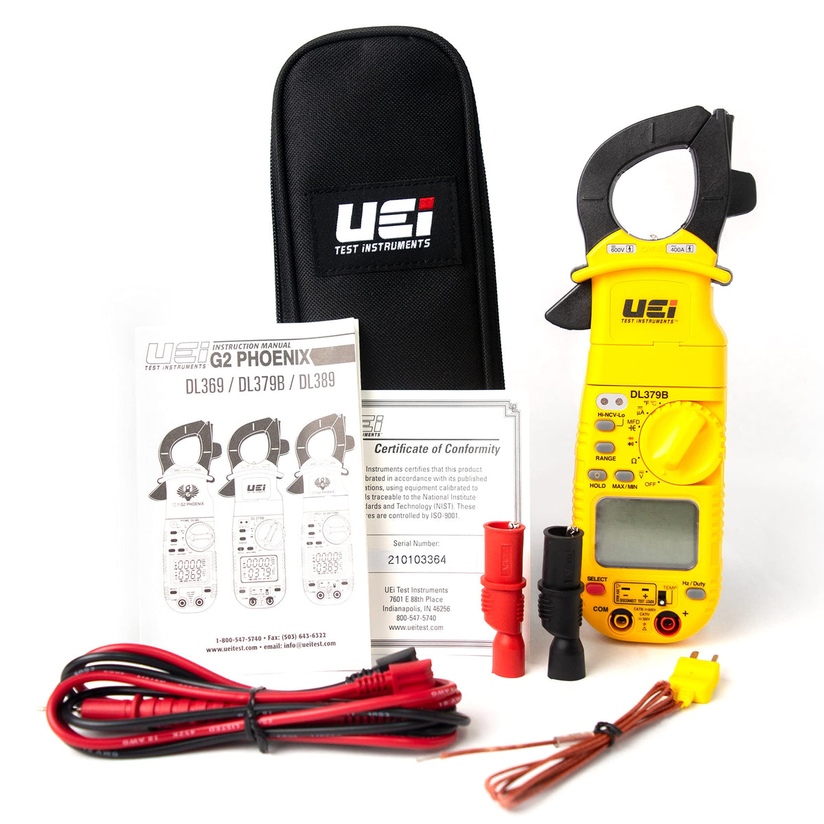 DL379B Digital Clamp Meter Auto Ranging HVAC Tester with Magnetic Mount AC Amps AC DC Volts Temp Cap Freq NCV
