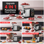 Multifunctional Digital Electric Meat Grinder 3000W Max Powerful Stainless Steel Food Processor for Kitchen