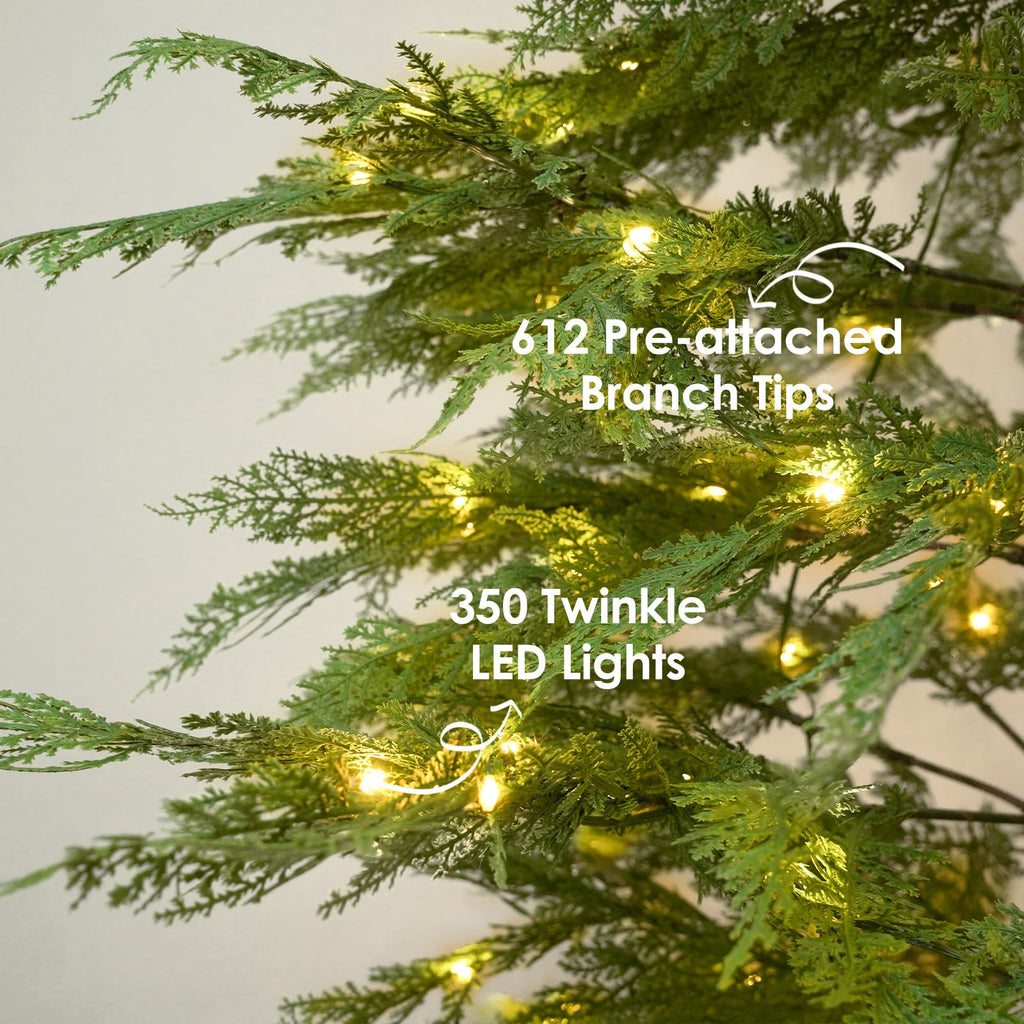 7.5 ft prelit twinkle Christmas cypress tree artificial indoor holiday decoration with lights