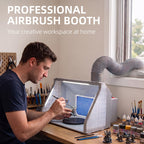 Adjustable Airbrush Spray Booth with Dual Fans 3 LED Lights and 5.6ft Hose for Hobby Model Painting
