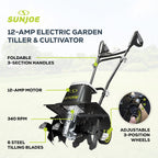 Corded Electric Garden Tiller and Cultivator with Steel Tines TJ603E for Yard Soil Cultivation