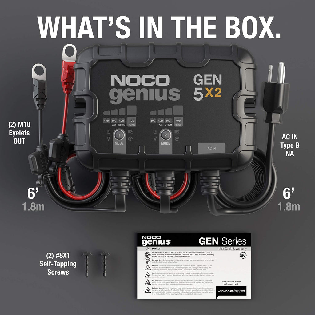 GEN5X2 12V 10A 2 Bank Onboard Marine Battery Charger and Maintainer Waterproof Smart for Boat RV