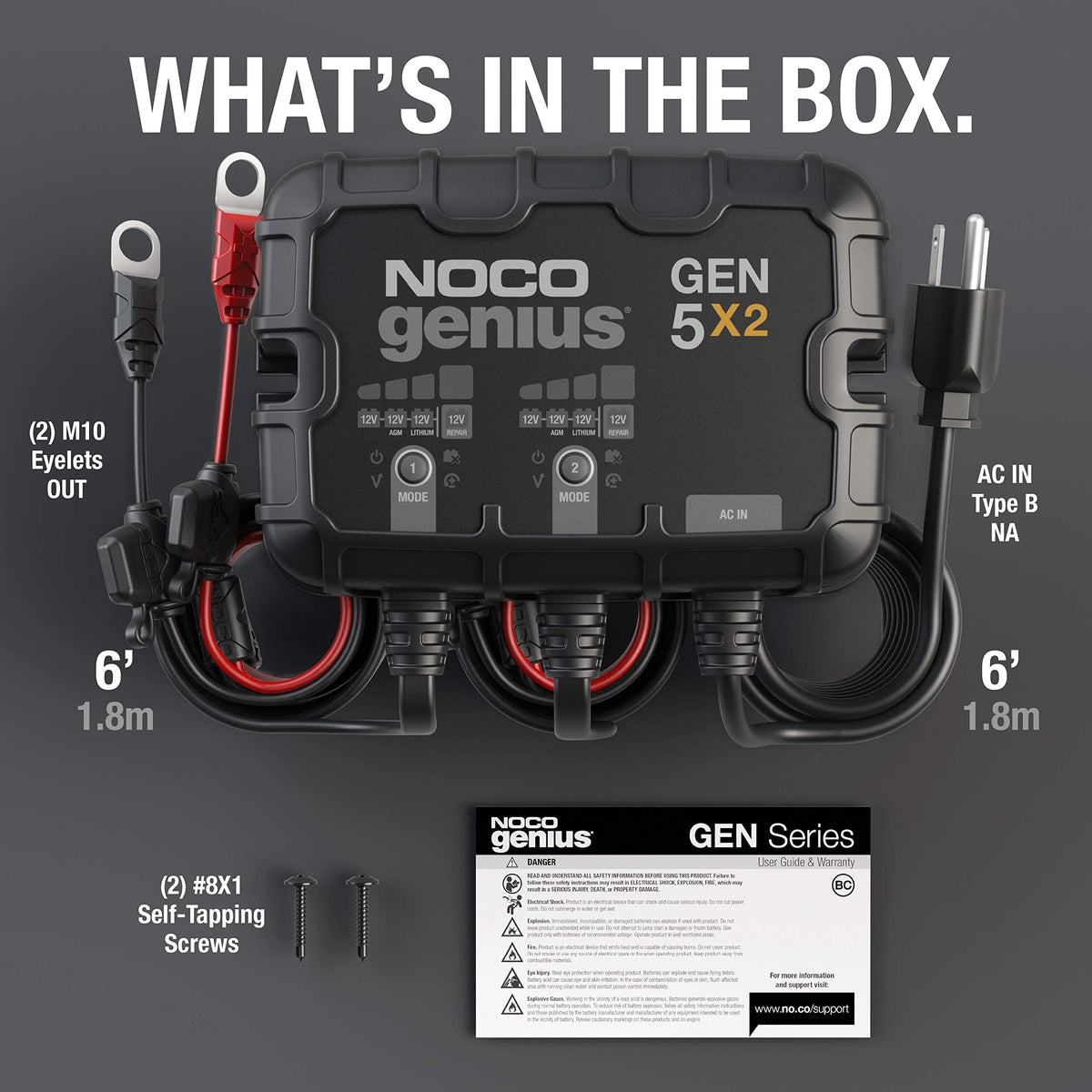 GEN5X2 12V 10A 2 Bank Onboard Marine Battery Charger and Maintainer Waterproof Smart for Boat RV