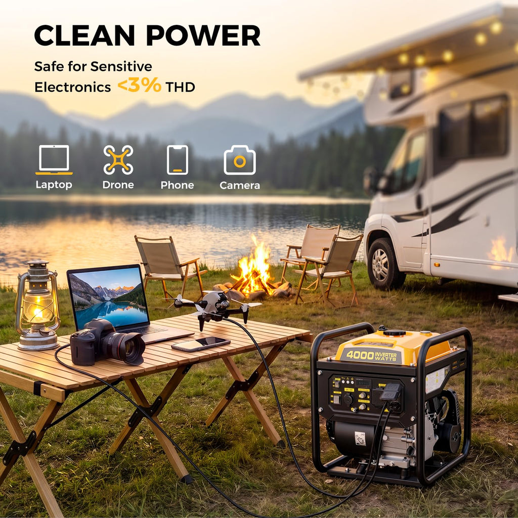 4000W Gas Powered Inverter Generator with 208cc Engine Portable Camping Power Supply for Outdoor Use