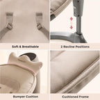 2-in-1 Electric Baby Swing, Dual-Arm Support System, Khaki
