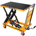 Hydraulic Lift Table Cart 500 lb Load Capacity Foldable Scissor Lift Yellow Portable Heavy Duty