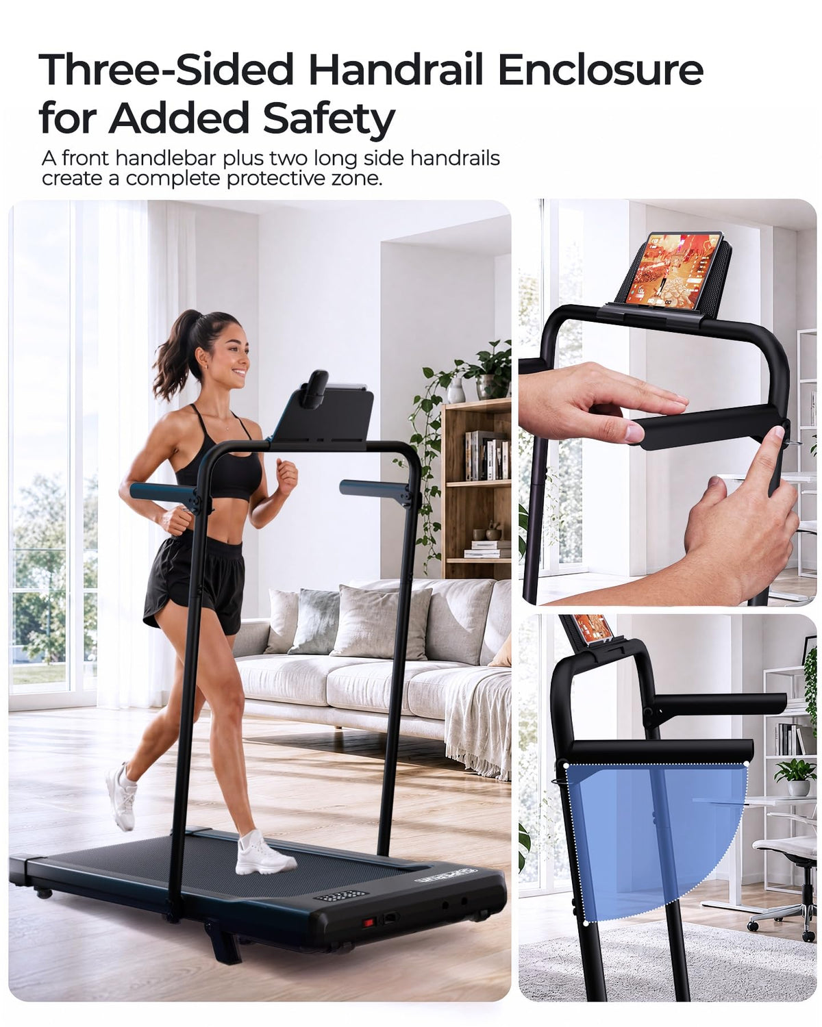 Under Desk Walking Pad with 6 Percent Incline 3 in 1 Portable Treadmill for Home Office Quiet Motor