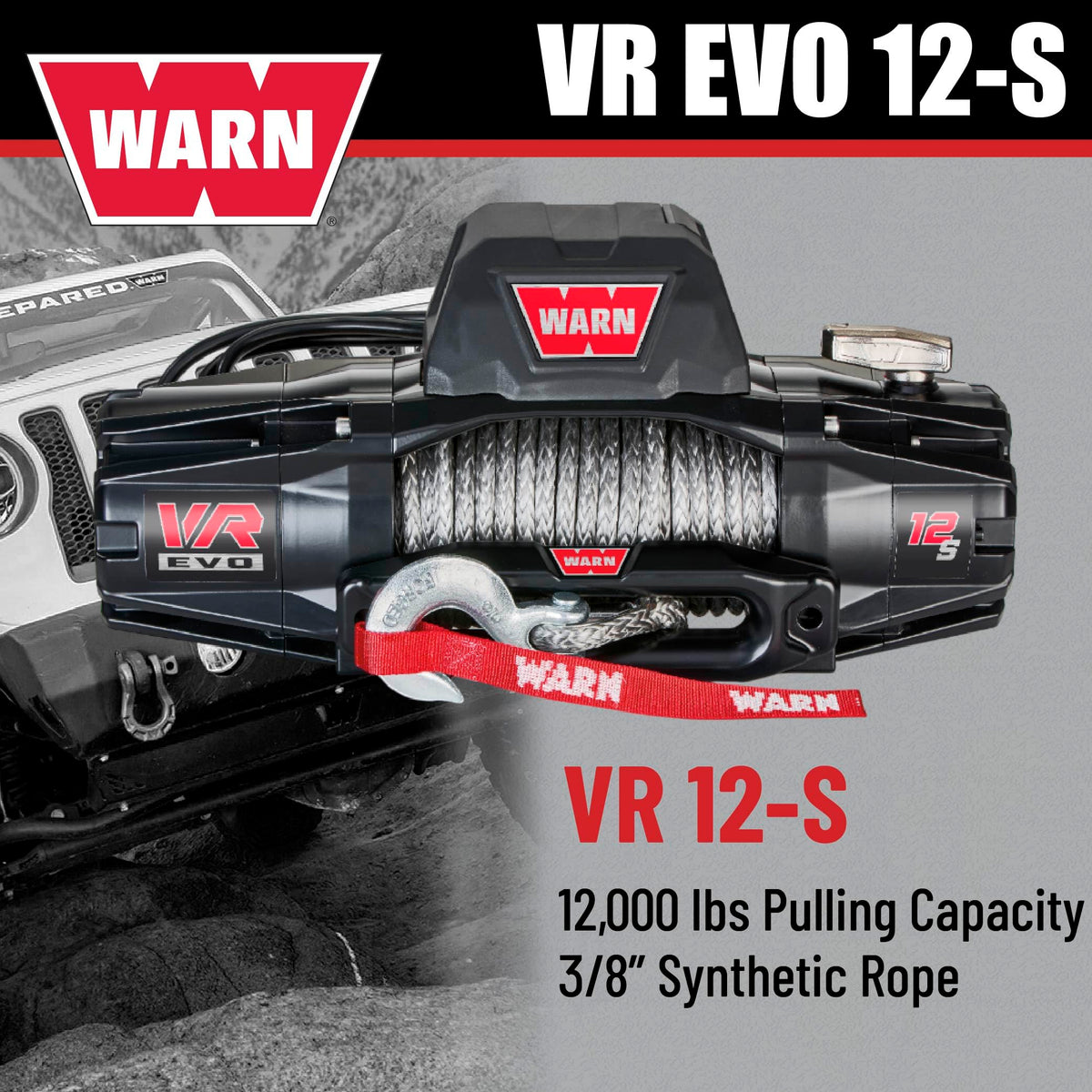 VR EVO 12-S Electric 12V Winch 12000 lb Pull Capacity Heavy Duty Truck Winch for Off Road 103255