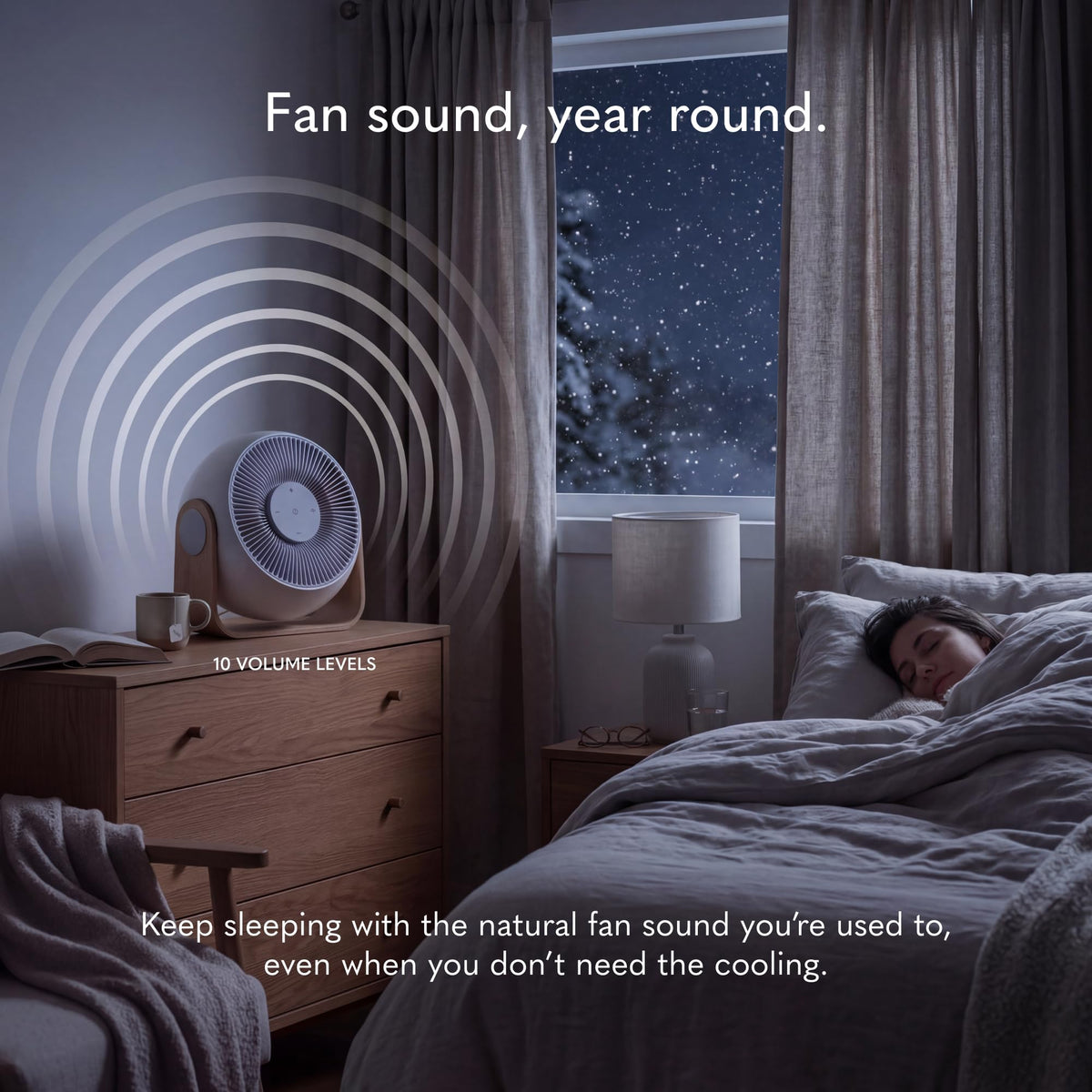 Smart Cooling Fan with White Noise for Bedroom Sleep