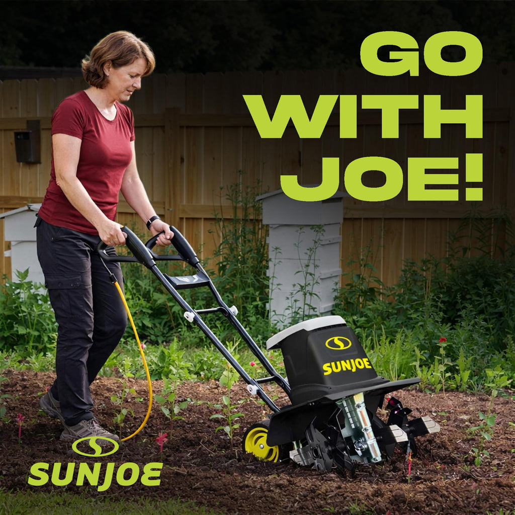 Corded Electric Garden Tiller and Cultivator with Steel Tines TJ603E for Yard Soil Cultivation