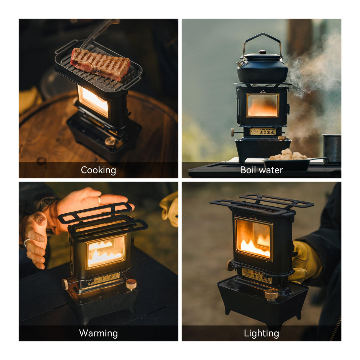 Portable Camping Oil Lantern and Cooking Stove, Stainless Steel, Silver