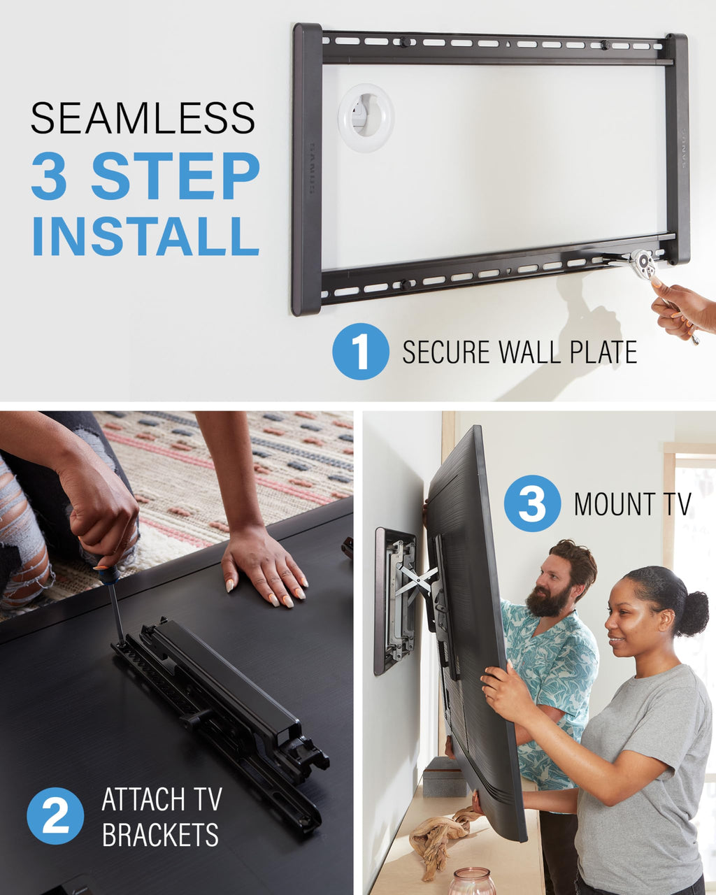 Tilting TV Wall Mount for 42 to 90 Inch TVs, Low Profile, 12 Degree Tilt